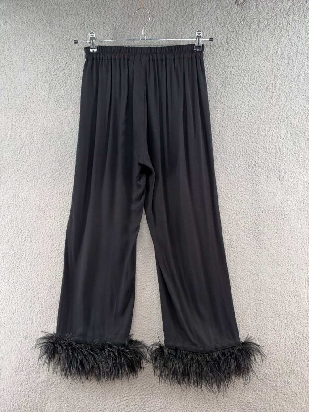 Sleeper Black Party Pajama Pants Feather Trim M